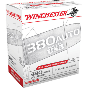 Winchester Ammo USA380W Usaw 380 ACP 95 GR Full Metal Jacket Ammo - 200rd Box 200rd Box Ammo