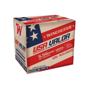 Winchester Ammo USA855125 USA Valor Rifle 5.56x45mm NATO 62 Gr Full Metal Jacket Green Tip Ammo - 125rd Box 125rd Box Ammo