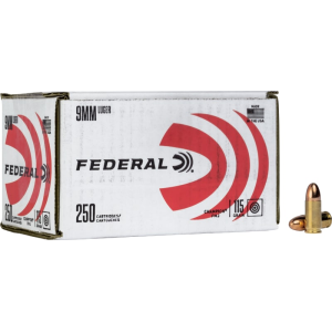 Federal C9115A250 9mm 115 GRFull Metal Jacket (FMJ) Ammo - 250rd Box 250rd Box Ammo