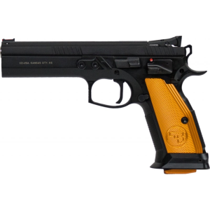 Cz Usa CZ 91260 CZ 75 Tactical Sport Single 40 S&W 5.4\" 17+1 Orange Aluminum Grip Black - $1840.29 at Classic Firearms