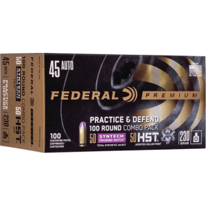 Federal Federal P45HST2TM100 Practice & Defend 45 ACP 230 gr HST/Synthetic - 100rd Box - $89.73 at Classic Firearms
