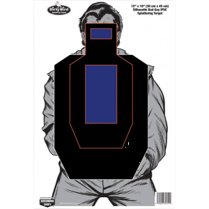 Birchwood Casey 35721 Dirty Bird Bad Guy Silhouette Tagboard Hanging Pistol 12" x 18" Black/Blue/White 100 Per Pkg
