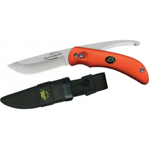 Outdoor Edge SZ20NC Swing Blaze Swingblade 3.6\" Skinner/3.2\" Gut Hook AUS-8 Drop Point Rubberized Kraton