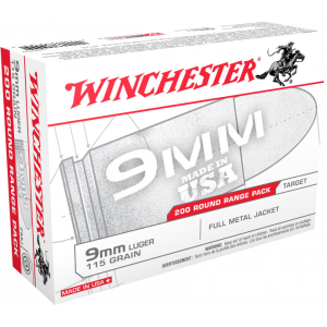 Winchester Ammo USA9W USA Centerfire 9mm Luger 115 GR Full Metal Jacket Ammo - 200rd Box 200rd Box Ammo
