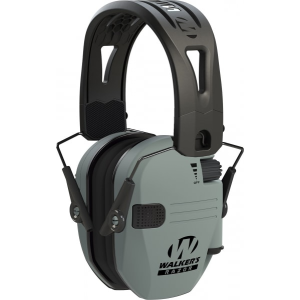 Walker\'s GWP-RSEMRH-BGY Razor Slim Electronic Muff 23 dB Over the Head Polymer Battleship Gray Ear Cups with Black Tacti-Grip Headband - Gsm Outdoors