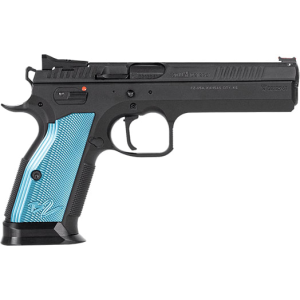 CZ USA TS2 Single Action Semi Automatic Pistol 5.258\" Barrel 9mm 20 Round Mag - Black Polycoat Blue Grip - 91220