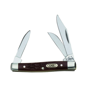 Case 00081 Stockman Small Folder SS Clip/Pen/Sheepfoot Blade Brown Synthetic Hndl