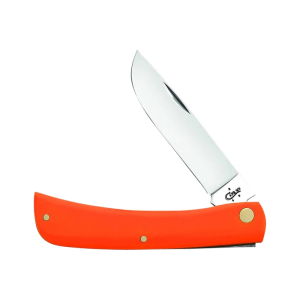 Case 80512 Sod Buster 3.75\" Folding Skinner Plain Mirror Polished Tru-Sharp SS Blade/Smooth Orange Synthetic Handle