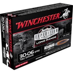 Winchester Ammo S3006LR Expedition Big Game 30-06 Springfield 190 Gr AccuBond Long Range Ammo - 20rd Box 20rd Box Ammo