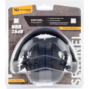 Pyramex VGPME20 Venture Gear Sentinel Muff 26 dB Over the Head Black Ear Cups with Padded Black Headband for Adults 1 Pair