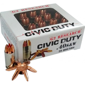 G2 Research G2 Research Civic Duty 40 Smith & Wesson (S&W) 122 GR Copper Expansion Projectile - 20rd Box - $47.49 at Classic Firearms