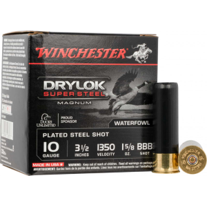 chester Drylok Super Steel Magnum 10 Gauge 3.5 1-5/8 Oz BBB Plated Steel Shot 25 Rounds Box Ammo