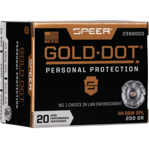 Cci Speer Ammo 23980GD Gold Dot Personal Protection 44 S&W Spl 200 gr Hollow Point (HP) - 20rd Box - $38.28 at Classic Firearms