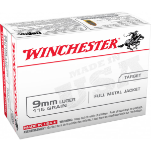 Winchester Ammo USA9MMVP Best Value 9mm Luger 115 GR Full Metal Jacket Ammo - 100rd Box 100rd Box Ammo