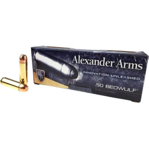 Alexander Arms .50 Beowulf 350gr Round Shoulder Plated 20 Rounds Brass Case AB350RSBOX xander Arms .50 Beowulf 350gr Round Shoulder Plated 20 Rounds Brass Case AB350RSBOX Ammo