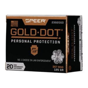 Cci Speer Ammo 23920GD Gold Dot Personal Protection 357 Mag 125 gr Hollow Point (HP) - 20rd Box - $38.85 at Classic Firearms