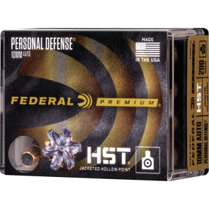 Federal P10HST1S Premium Personal Defense 10mm Auto 200 Gr HST Jacketed Hollow Point Ammo - 20rd Box 20rd Box Ammo