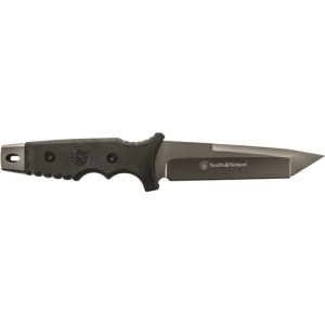 Schrade SW7 Fixed Blade Tanto 9Cr17 High Carbon Steel HL1 Rubber Handle w/Lanyard Hole and Ambidextrous Sheath