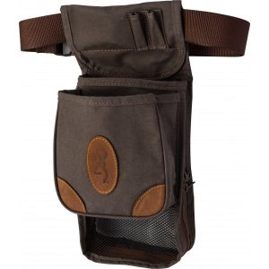 Browning 121388693 Lona Deluxe Shell Pouch Flint Canvas Body w/Brown Leather Accents Adjustable