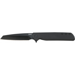 CRKT 3802K LCK + Blackout 3.24\" Folding Tanto Plain Black Oxide 8Cr13MoV SS Blade/ Black GRN Handle Includes Pocket Clip - Columbia River Knife