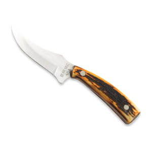 Bear & Son 753 7 1/4 Stag Delrin Upswept Skinner with Leather Sheath - Remington
