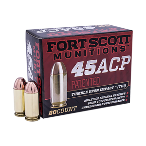 Fort Scott Munitions Fort Scott Munitions 450-180-SCV Tumble Upon Impact (TUI) 45 ACP 180 gr Solid Copper Spun - 20rd Box - $29.78 at Classic Firearms
