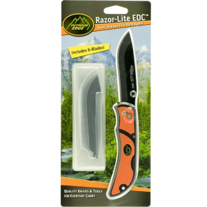 Outdoor Edge RLB30C Razor-Lite Folder 3.5\" 420J2 Stainless Drop Point Tanto Polymer Black, Orange Inserts
