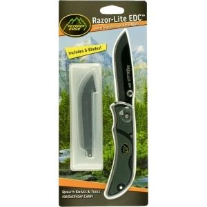 Outdoor Edge RLY50C Razor-Lite Folder 3.5\" 420J2 Stainless Drop Point Tanto Polymer Black, Gray Inserts