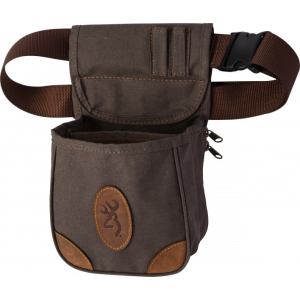 Browning 121388692 Lona Shell Pouch Flint Canvas Body w/Brown Leather Accents Adjustable