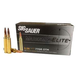 Sig Sauer E556M420 Elite Match Grade 5.56x45 NATO 77 Gr Open Tip Match (OTM) Ammo - 20rd Box 20rd Box Ammo