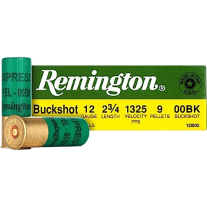 Remington Remington Ammunition NS1235HVT Express 12GA 2.75\" Buckshot 9 Pellets 00 Buck - 25sh Box - $37.11 at Classic Firearms