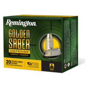 Remington Ammunition 27615 Golden Saber Defense 380 ACP 102 Gr Brass Jacket Hollow Point (BJHP) For Compact Handguns Ammo - 20rd Box 20rd Box Ammo