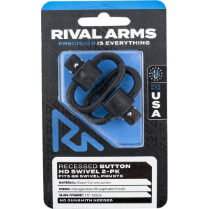 Rival Arms RA-RA92S2A HD Swivel Set Black Manganese Phosphate Steel with 1.5" Loops & Recessed Button