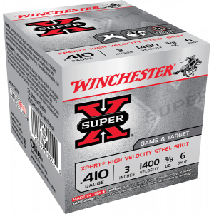 chester Super X Xpert Game & Target 410 Gauge 3 3/8 Oz #6 Steel Shot 25 Rounds Ammo