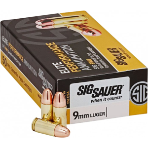  Sauer Elite Ball 9mm Luger 124gr FMJ 50 Rounds Brass Case. Ammo