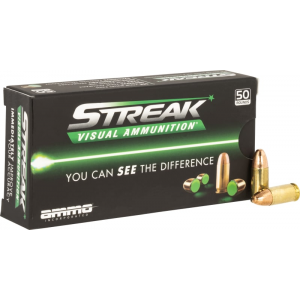 o Inc 9115TMCSTRKGRN50 Streak Visual (GREEN) 9mm 115 GRTotal Metal Case (TMC) 50 Per Box Ammo