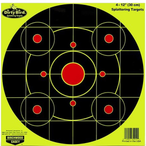 Birchwood Casey 35925 Dirty Bird Sight-In 12" Yellow Bullseye TGT 25PK