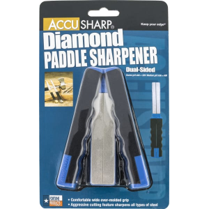 AccuSharp 051C Paddle Sharpener Folding Diamond Sharpener Black/Blue Overmolded Rubber Handle