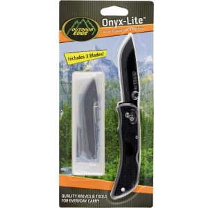 Outdoor Edge OX30C Onyx-Lite Folder 3\" 420J2 Stainless Steel Drop Point Polymer Black