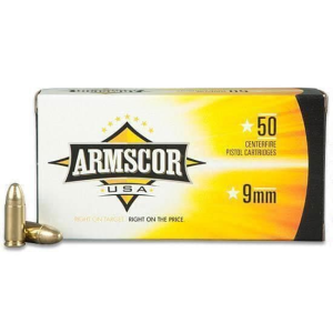 scor USA 9mm Luger 147gr FMJ Brass Case 50 Rounds Ammo