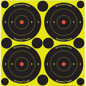Birchwood Casey 34550 Shoot-N-C Self-Adhesive Paper Pistol/Rifle Black/Yellow 4-6" Bullseye Includes Pasters 60 Pack