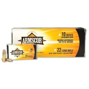 Armscor .22 LR 36 GR High Velocity Copper Plated Hollow Point 1260 Fps Ammo - Bulk 500rd Brick Bulk 500rd Brick Ammo