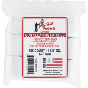 Pro-Shot 13/8-500 Cleaning Patches 6mm/7mm 1.38in Cotton Flannel (500-Pack)