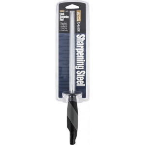 AccuSharp 032C Sharpening Steel 9\" Black Overmolded Rubber Handle Steel