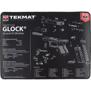 TekMat Ultra Cleaning Mat for Glock 42/43, 15" x 20", Black (TEKR20GLOCK4243)