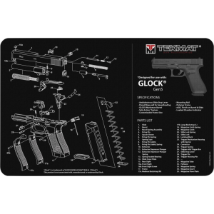 Tekmat TEKR17GLOCKG5 Glock Gen 5 cleaning mat rubber 17in black/white parts diagram