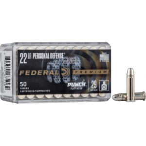 Federal PD22L1 Premium Personal Defense 22 LR 29 Gr Punch Flat Nose Ammo - 50rd Box 50rd Box Ammo