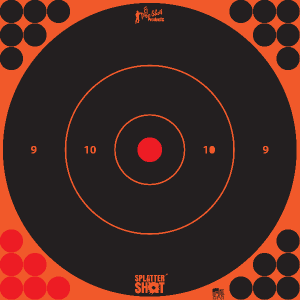 Pro-Shot 12BORNGE5PK SplatterShot Black/Red Self-Adhesive Paper Impact Enhancement 12" Bullseye 5 Pack Includes Pasters