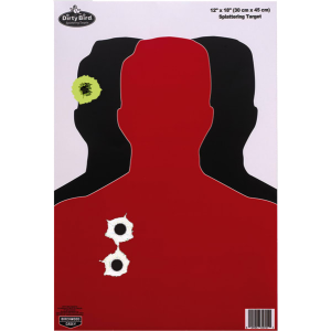 Birchwood Casey 35708 Dirty Bird Silhouette III Silhouette Tagboard Hanging Pistol 12\" x 18\" Black/Red 8 Per Pkg