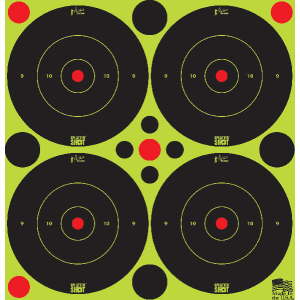 Pro-Shot Products Pro-Shot 3BGREEN48 SplatterShot Black/Green Self-Adhesive Paper Impact Enhancement 3\" Bullseye 144 Targets/12 Sheets Includes Pasters - $6.67 at Classic Firearms